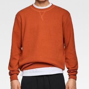 ZARA Men's Orange Sweatshirt Crewneck Sweater Small 38